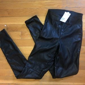 Black faux leather pants